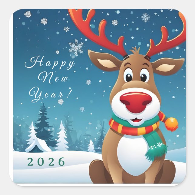 Individueller Square-Happy-New-Year-Aufkleber Quadratischer Aufkleber (Vorderseite)