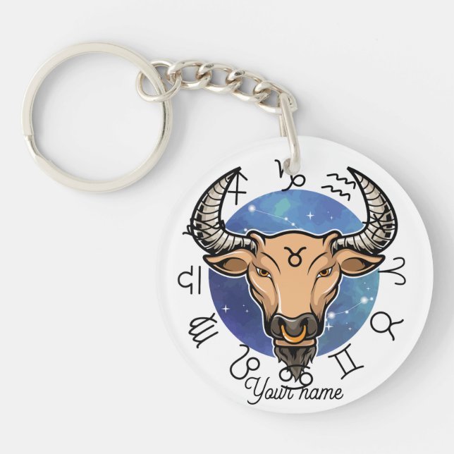 Individueller Stier & Jungfrau-Zodiak-Schlüsselanh Schlüsselanhänger (Vorderseite)