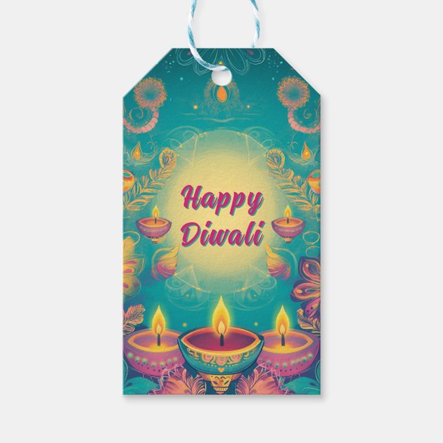 Individueller Text, Diwali Spark Illuminate & Cele Geschenkanhänger (Vorderseite)