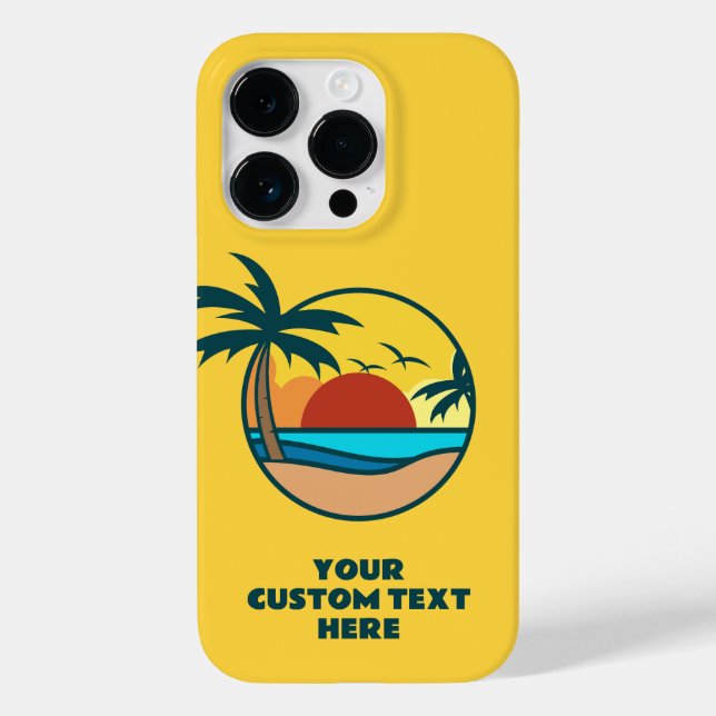 Individueller Text Tropical Beach Sunset Case-Mate iPhone 14 Pro Hülle (Rückseite)