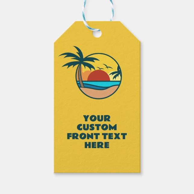 Individueller Text Tropical Beach Sunset Geschenkanhänger (Vorderseite)