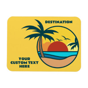 Individueller Text Tropical Beach Sunset Magnet