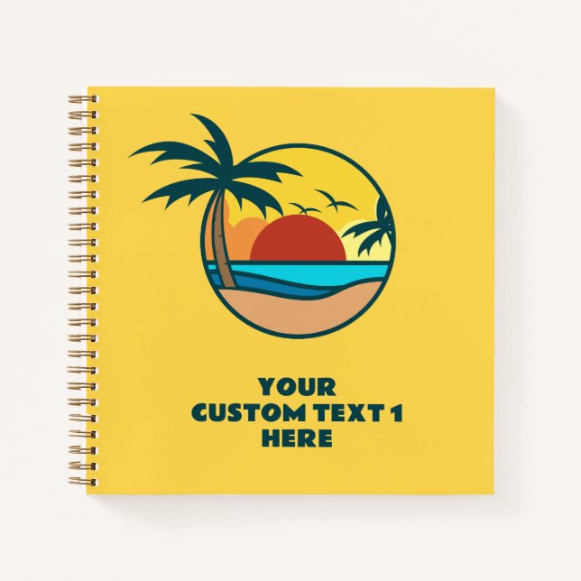 Individueller Text Tropical Beach Sunset Notizbuch (Vorderseite)