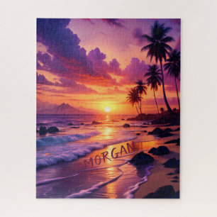 Individueller tropischer Sonnenuntergangsstrand –