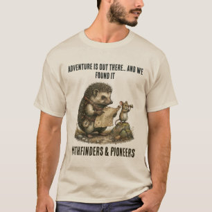 Individuelles Abenteurer-T-Shirt mit Igel und Maus T-Shirt