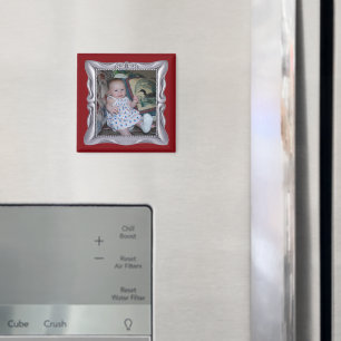 Individuelles Baby-Foto in Extravaganter Silver-Fr Magnet