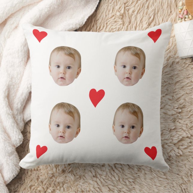 Individuelles Baby-Gesicht mit Herz Kissen (Decke)