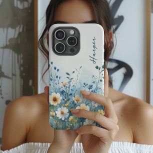 Individuelles blaues Blumen-Handyhülle-Geschenk fü iPhone 16 Pro Max Hülle