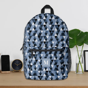Individuelles Blue Geometric Muster Backpack Bedruckter Rucksack