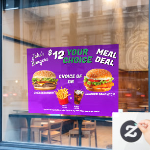 Individuelles Burger-Restaurant-Mahlzeit-Angebot-P Fensteraufkleber