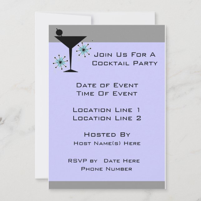 Individuelles Cocktail-Party lädt ein Einladung (Vorderseite)