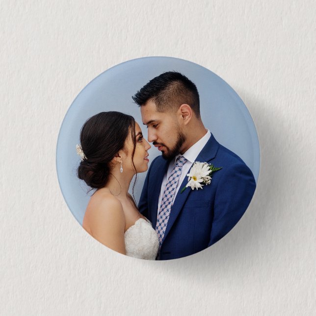 individuelles Couple Wedding Foto Button (Vorderseite)