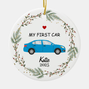 individuelles Erstauto-Foto-Ornament, Mein neues A Keramik Ornament