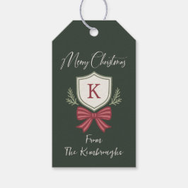 Individuelles Familienmonogramm gestreiftes Band F Geschenkanhänger