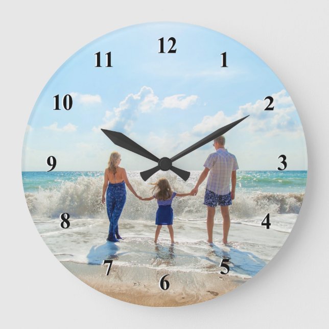 Individuelles Foto Einzigartiges Design Personalis Große Wanduhr (Vorderseite)