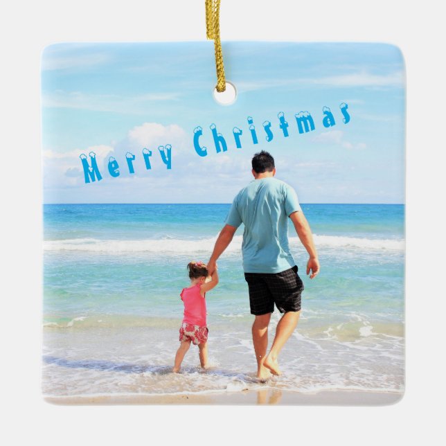 Individuelles Foto Ihr eigenes Design Bester Vater Keramikornament (Vorderseite)
