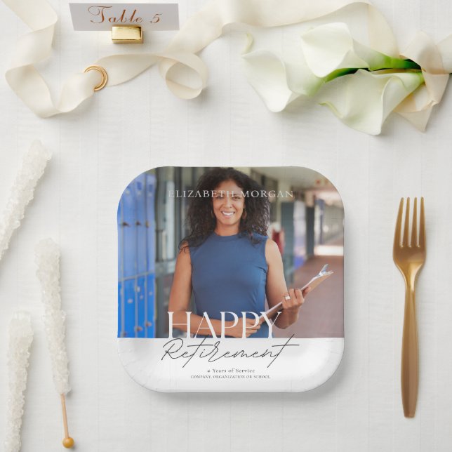 Individuelles Foto Modernes Happy Retirement Party Pappteller (Hochzeit)