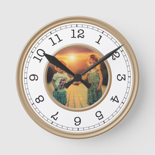 Individuelles Foto Modernes Minimalistisch Runde Wanduhr (Vorderseite)