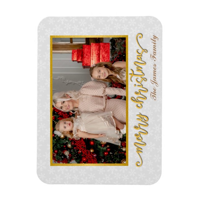 Individuelles Foto sorgt für fröhliche Weihnachts- Magnet (Vertikal)