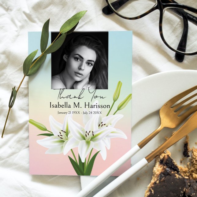 Individuelles Foto und Lilies-Beerdigung Dankeskarte (Von Creator hochgeladen)