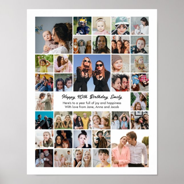 Individuelles Fotocollage-Geburtstagsgeschenk Poster (Vorne)