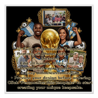 Individuelles Fußball-Vater-Foto-Collage-Geschenk Poster