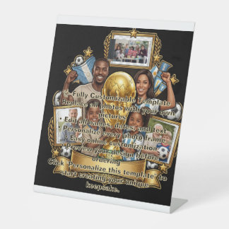 Individuelles Fußball-Vater-Foto-Collage-Geschenk Sockelschild