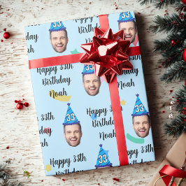 Individuelles Gesicht 20. 30. 40. 50. 60. 70. Gebu Geschenkpapier