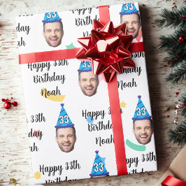 Individuelles Gesicht 20. 30. 40. 50. 60. 70. Gebu Geschenkpapier