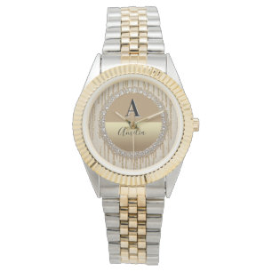 Individuelles Gold-Monogramm-Geschenk für Hochzeit Armbanduhr