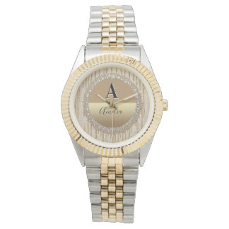 Individuelles Gold-Monogramm-Geschenk für Hochzeit Armbanduhr