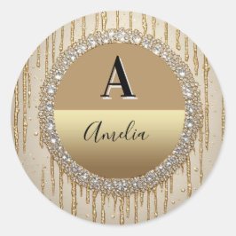 Individuelles Gold-Monogramm-Geschenk für Hochzeit Runder Aufkleber