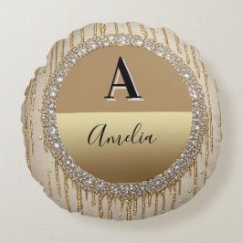 Individuelles Gold-Monogramm-Geschenk für Hochzeit Rundes Kissen