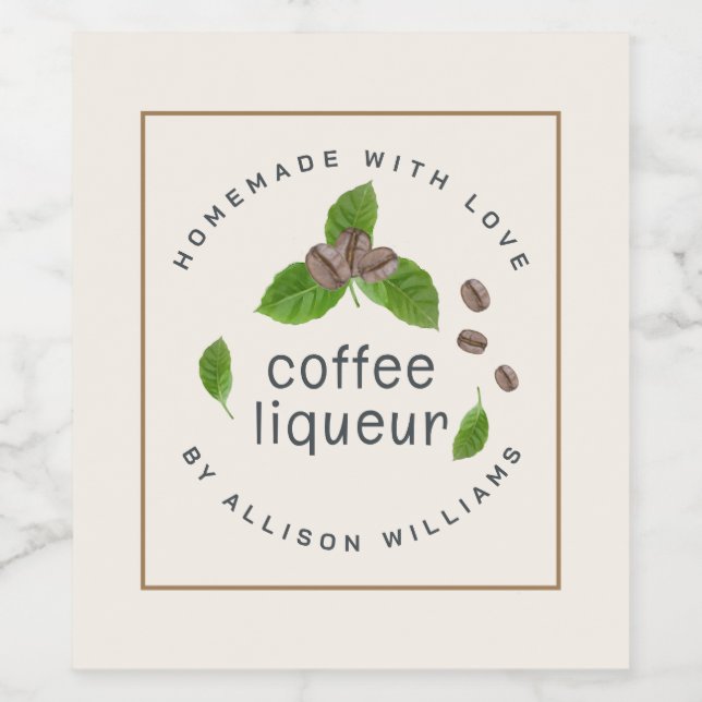 Individuelles, hausgemachtes Coffee-Liköretikett Weinetikett (Einzelnes Label)
