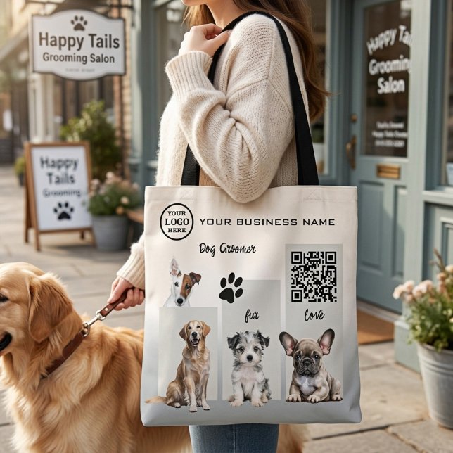 Individuelles Hundefrisörgeschäft Werbemittel Tasche (Promotional tote bag for dog grooming salons or dog walkers, customizable for any dog lover)