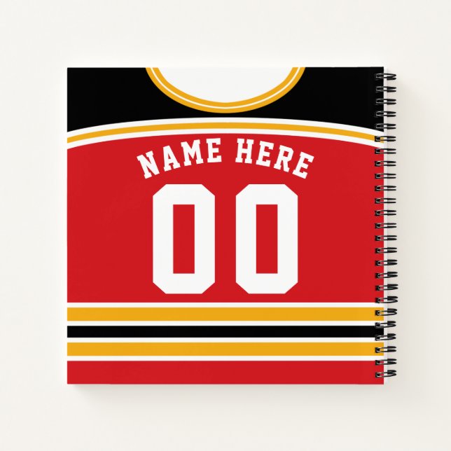 Individuelles Ice Hockey Jersey Template Notebook Notizbuch (Rückseite)