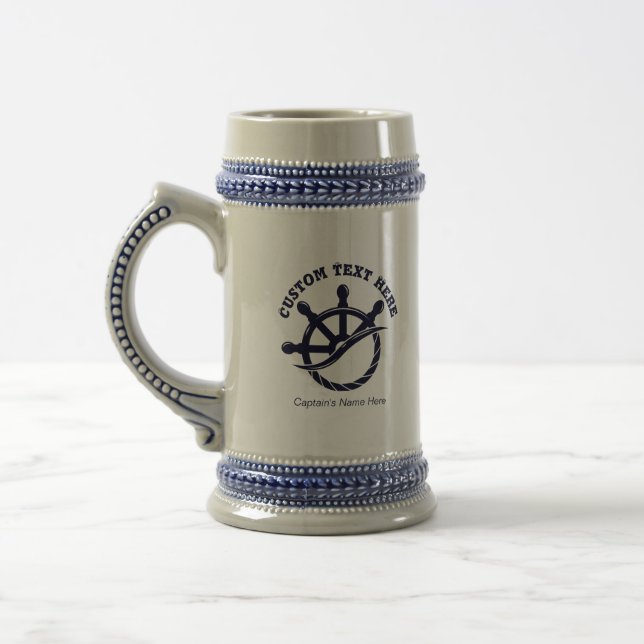 Individuelles Kapitänsboot Nautisches Geschenk Bierglas (Links)