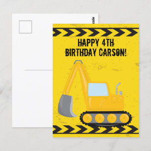 Individuelles Kinderbau Fahrzeug Alles Gute zum Ge Postkarte