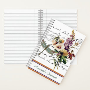 Individuelles Libellen- und Blumenjournal Notizbuch
