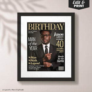 Individuelles Magazin-Cover für ihn Männer-Geburts Poster