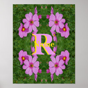 Individuelles Monogramm Anfangsbuchstabe Name Rosa Poster