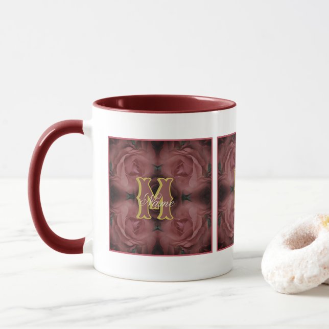 Individuelles Monogramm Ihr Anfangsbuchstabe Name  Tasse (Mit Donut)