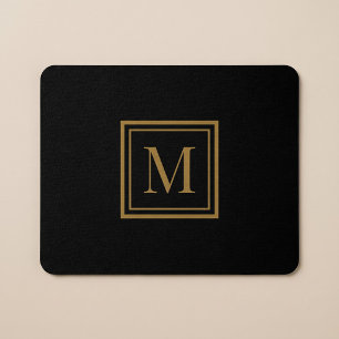 Individuelles Monogramm in schwarzer und goldener Mousepad