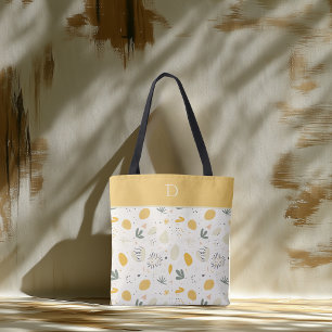 Individuelles Monogramm mit abstraktem botanischem Tasche