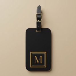 Individuelles Monogramm mit schwarzem und goldenem Gepäckanhänger