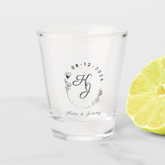 Individuelles Monogramm Name & Datum Elegante Hoch Schnapsglas
