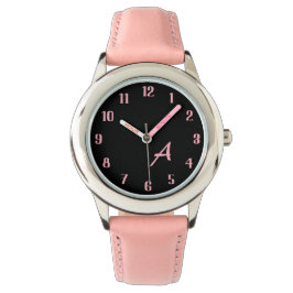 Individuelles Monogramm Stylisches Schwarz-Rosa-Zi Armbanduhr