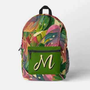 Individuelles Monogramm Tropische Blätter Farbige Bedruckter Rucksack