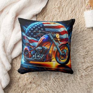 Individuelles Motorrad in patriotischer Umgebung Kissen