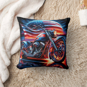 Individuelles Motorrad mit amerikanischer Flagge b Kissen